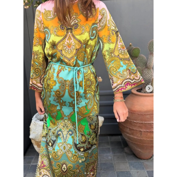 Alemais Multi Clemenza Silk Midi Dress US 8 - Picture 2 of 12